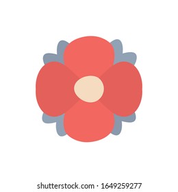 Red flower flat style icon design, floral nature plant ornament garden decoration and botany theme Vector illustration
