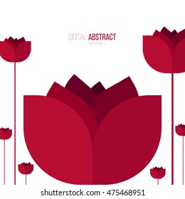Red Flower in flat style on white background.