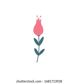 Ilustración vectorial plana de flor roja aislada en fondo blanco.