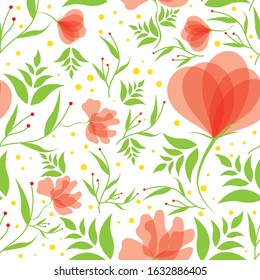 Red flower floral seamless pattern
