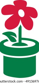 Red flower in the flowerpot