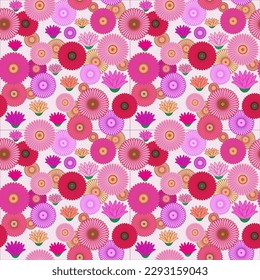 Red Flower Garden Seamless Repeating Pattern 