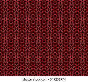 red flower geometry pattern. black background. vector illustration.