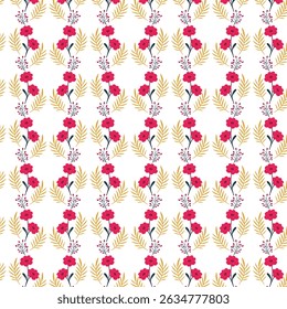 red flower golden leaf pattern texture vector art wallpaper illustration design for wallpaper or wall art dress design 