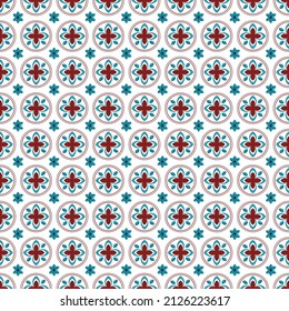red flower and green leaf pattern in classic style ,seamless background for decoration