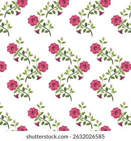red flower green leaf pattern on off white background, for wallpaper, wall paint, dress design, background art work vector 