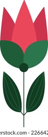 red flower with green leafs