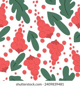 Red flower groovy flat design seamless pattern