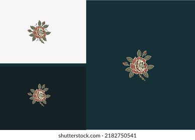 red flower and head skull vector illustration design