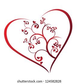 Red flower heart on a white background