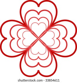 Red flower from hearts