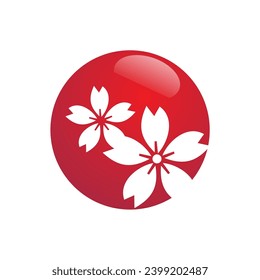 red flower icon circle vector