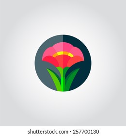 Red flower, icon design, vector illustration