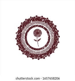 Rote Blumensymbol innerhalb der Gummidichtung