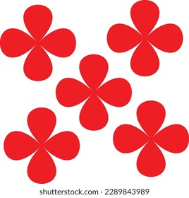 Red flower icon set on a white background, floral backdrop icon set, vector art illustration