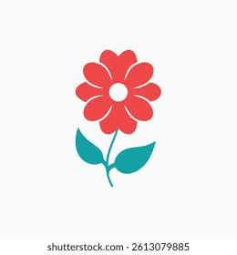 Red Flower Icon - Simple and Bold Floral Design