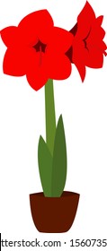 Red flower, illustration, vector on white background.
