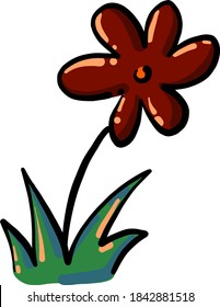 Flor roja, ilustración, vector sobre fondo blanco