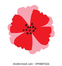 Flor roja aislada de fondo blanco. Ilustración del vector