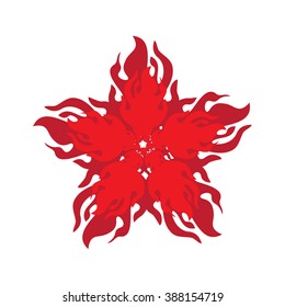 red flower isolated on white background. Vector illustration.