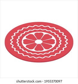 Red flower isometric carpet icon for interior design vector illustration