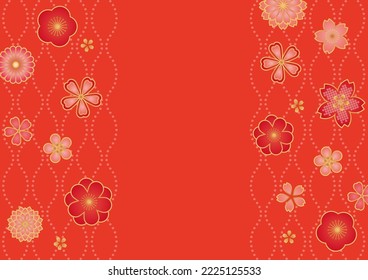 Patrón japonés de flores rojas fondos gráficos web