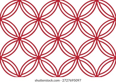 Flor roja de la vida Patrón geométrico con círculos entrelazados y simetría de geometría sagrada. Elegante fondo de arte lineal sin fisuras inspirado en la armonía, el equilibrio y el diseño matemático. Ideal para el arte espiritual, la marca de yoga, textiles, Fondos de pantalla y modernos 