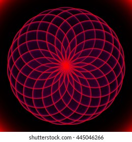 Red flower of Life. Sacred Geometry. Symbol of Harmony and Balance. Vector Illustration