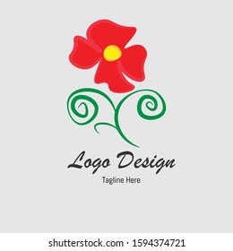 Red Flower Logo Design Template