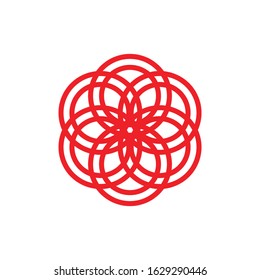 Red Flower logo design vector