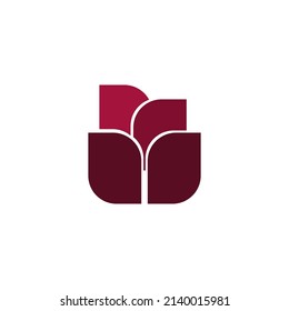 red flower logo template design