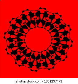 red flower mandala with twenty-six petals and six layers of circles. Simple Mandala Shape for Coloring. Vector Mandala. Floral. Flower. Oriental. Book Page. Outline.
