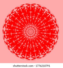 mandala de flor roja que tiene ciento tres pétalos y seis capas de círculos. Elementos decorativos de época. Patrón oriental, ilustración vectorial