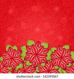 Red Flower Nature Background Card. Vector Illustration