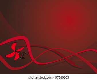 Red flower on a red background. Vector illustration