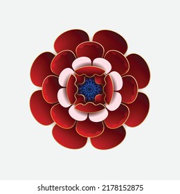 Flor roja sobre el fondo negro aislado con el trazado de recorte. Para el diseño. Cerrando. Naturaleza.