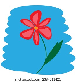 red flower on a blue background
