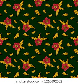 red flower on a dark green color