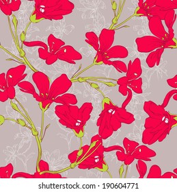 Red flower  on gray  background