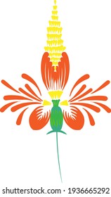 flor roja sobre fondo blanco, vector