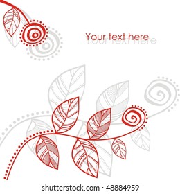 Red flower on white background. Vector illustration.