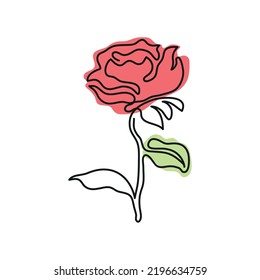 red flower one line icon isolated