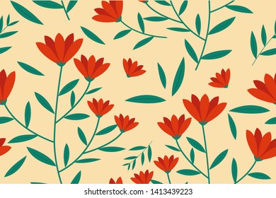 red flower pattern light background, for textile, holiday decoration,fabric,cloth,gift paper,prints,decor. Vector illustration 