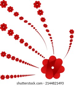 patrón de flores rojas hecho de formas geométricas sobre un fondo blanco