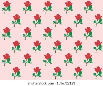 red flower pattern on a pink background