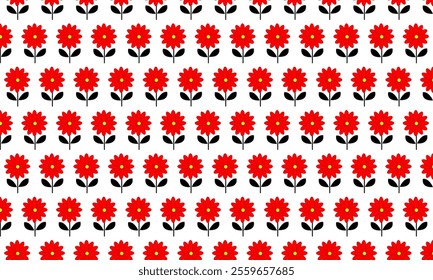 Red flower pattern with white background