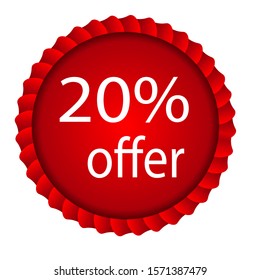 red flower percentage vector ready ton use for percentage banner sticker as offer showing 20%
