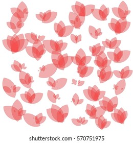 Red Flower Petals on White Background