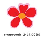 red flower with pink large on a white background