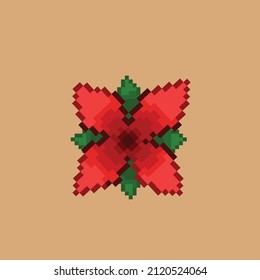 red flower in pixel art style